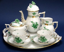 HEREND Servizio per due Tete à tete caffè porcellana Ungheria decoro Apponyi