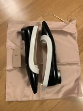 Prada Leather Flat  Black And White Ballet Pump Shoes Ballerina Size 38