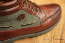 Scarpe stivali derby Timberland marrone pelle verde tela uomo UK 8,5 US 9 vintage