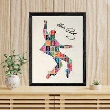 Elvis Presley - Quadro moderno Su Veri Francobolli Inglesi CORNICE INCLUSA 40x30