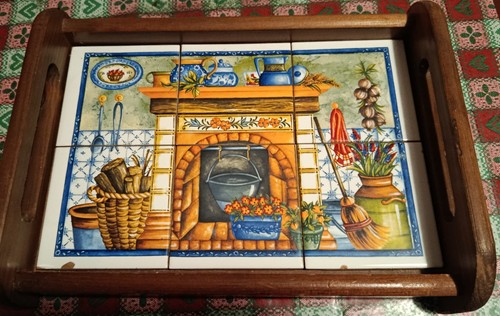 Vassoio legno ceramica - legno, +