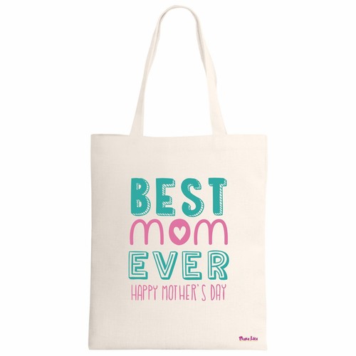 Borsa ecru scritta best mom - borsa,