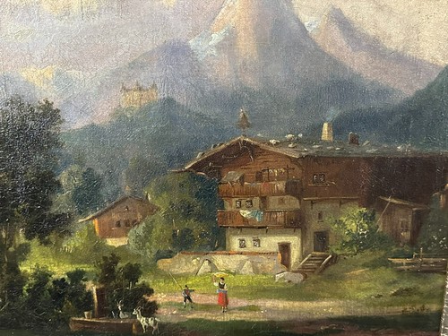 Antico dipinto olio persone - antico,