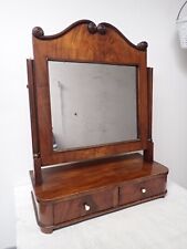 Stupendo specchio da trucco Biedermeier, psiche in mogano, con 2 cassetti del 1830