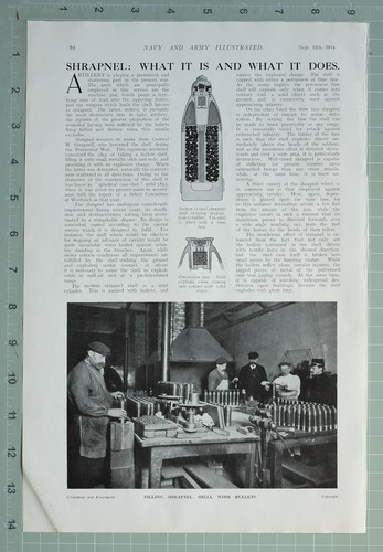 1914 ww1 print shrapnel - 1914,