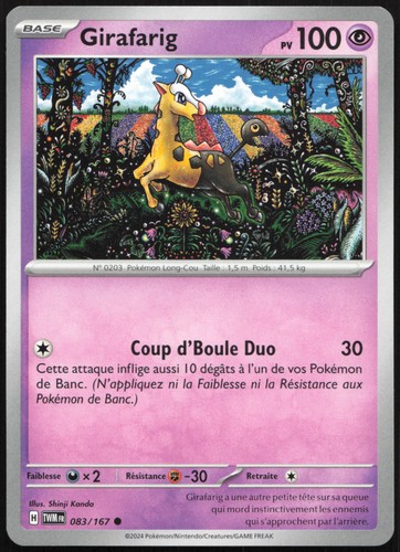 Carte pokémon girafarig - pokémon,