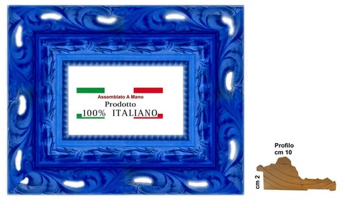 Cornice blu modello - , traforata