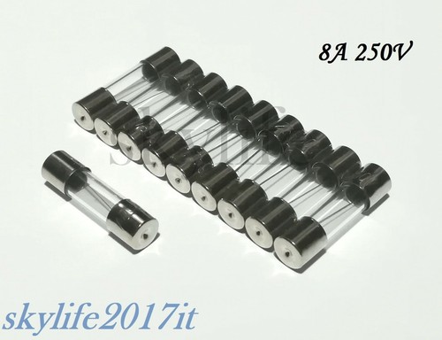 10pz fusibili 250v vetro - 8a,