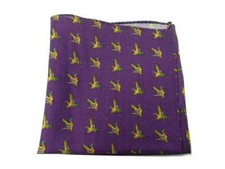 Pochette lana uomo viola fazzoletto da taschino wool fantasia caccia uccelli