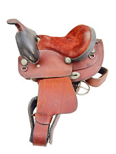 VINTAGE SELLA CAVALLO PONY IN CUOIO SEGGIO PELLE WESTER EQUITAZIONE