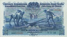 043) Commissione Valutaria Irlanda Northern Bank 7.3.1938 10 Sterline - Riproduzione
