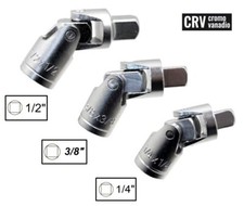 TRIS SET 3 ADATTATORI A SNODO X BUSSOLE 1/2-3/8-1/4 IN ACCIAIO CHROME VANADIUM