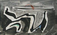 Sergio DANGELO (Milano 1932) SCOGLIO di FONTANA splendida su cartoncino cm 24x39