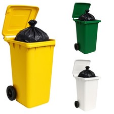 Bidone Carrellato 120 LT con Ruote, Coperchio per Raccolta Differenziata Esterno