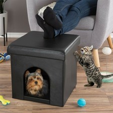 Cubo poggiapiedi cubo gatto gatto casa animale domestico cuscino interno ecopelle 15 pollici