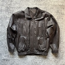 Bomber pesante vintage anni 80 vera pelle full zip - GRANDE