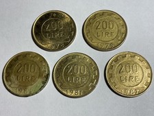 Lot of 5 Italian 200 Lire