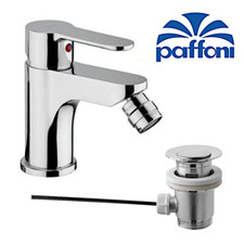 Miscelatore rubinetto bidet con piletta 1"1/4 e flessibili inox Paffoni BLU