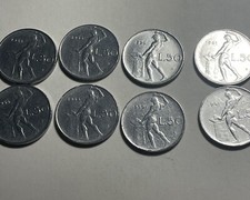 LOTTO 8 MONETE DA 50 LIRE VULCANO - ANNI 1954-54-55-55-56-59-61-61