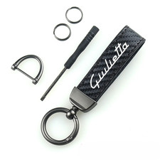 Portachiavi Auto per Alfa Romeo Logo Giulietta in Pelle Carbonio Nero