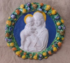 Madonna e Bambino DELLA ROBBIA tondo ceramica decorata a mano + OMAGGIO