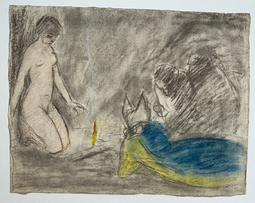 Donna nuda candela - donna, disegno