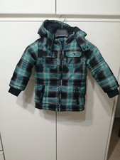 Giubbotto imbottito giacca  bambino con cappuccio verde e blu tg 98 3 anni 