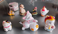 lotto PICCOLE STATUINE VARI TIPI 3 GATTI GATTINI E 4 UCCELLI UCCELLINI