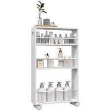 HOMCOM Carrello Cucina e Bagno Salvaspazio 3 Livelli con Barre Laterali Bianco