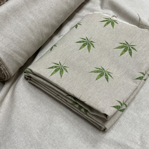 Tessuto lino foglia cannabis - tessuto,