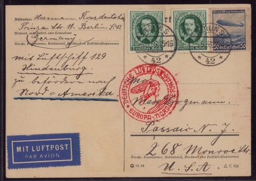 Cartolina zeppelin 129 - zeppelin, lz