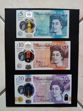 lotto 3 banconote INGHILTERRA da 5 / 10 / 20 STERLINE tutte in ottimo stato