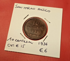 San Marino antico moneta 10 centesimi 1936