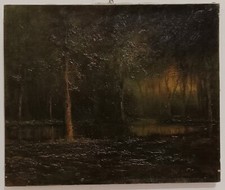 Quadro olio su tela paesaggio boschivo  -primi '900-Giuseppe Solenghi 1879-1944