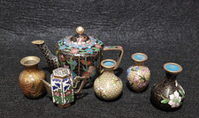 Vasi Cloisonne Lotto 6 pezzi miniature vasetti cinesi vintage Cina Arte Oriente