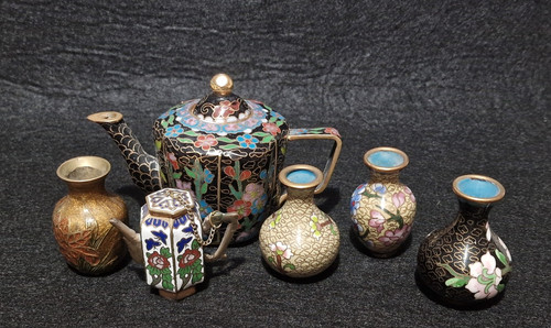 Vasi cloisonne lotto - cloisonne, 6