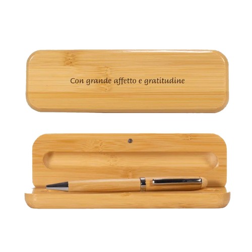 Penna bambu con astuccio - penna,