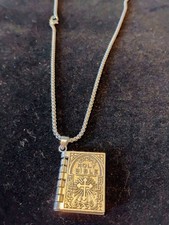 Holy Bible Pendant Silver Toned Chain Necklace - Fashion Jewelry