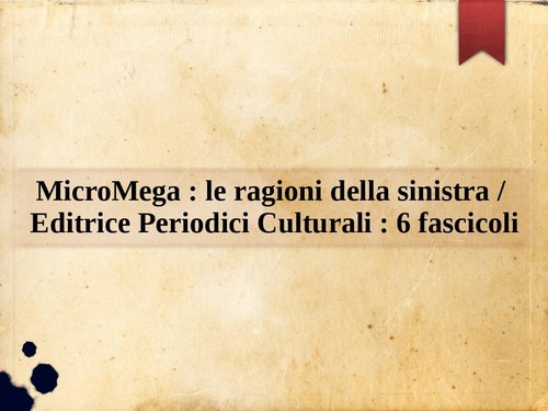 Micromega ragioni della - :, le