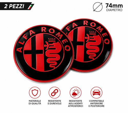 Logo alfa romeo 74mm stemma - 2x,