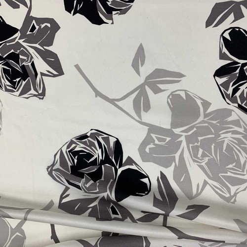 Tessuto pura seta grey - tessuto, roses