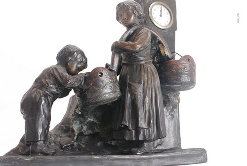 Scultura bambini con orologio - con,
