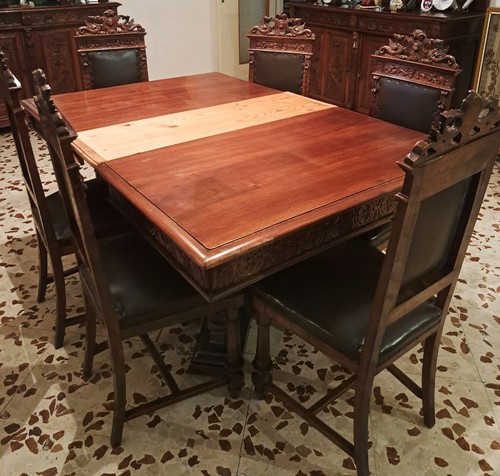 Tavolo antico legno con 6 - antico,