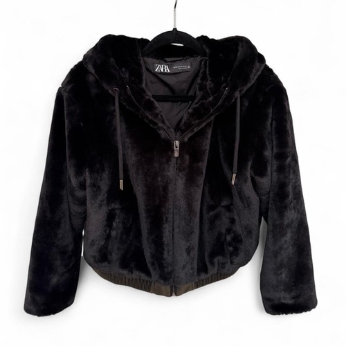 Giacca zara nera pelliccia - nera, in