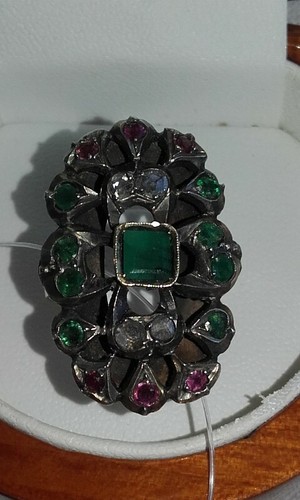 Anello antico oro argento - e,