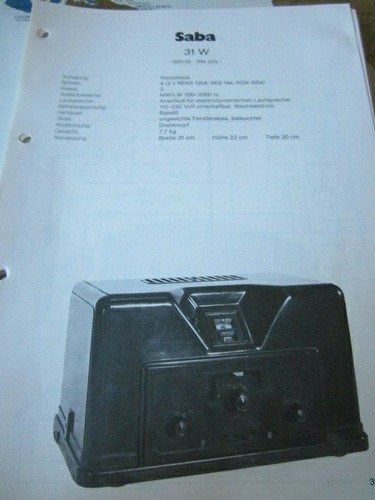 Schema radio saba 1931 - schema, 31