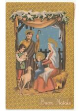 1957 Buon Natale cartolina augurale natività Gesù bambino pastore agnello pecora