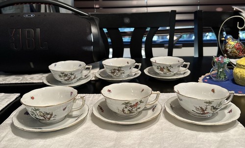 Herend rothschild bird teacups - herend,
