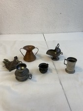 Miniature In Ottone,Peltro conca brocca salsiera  candeliere boccetta fiaschetta