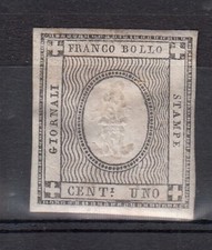 A-10381- 1861 SARDEGNA Cifra in rilievo Sas. 19 nuovo SG 1 centesimo grigio